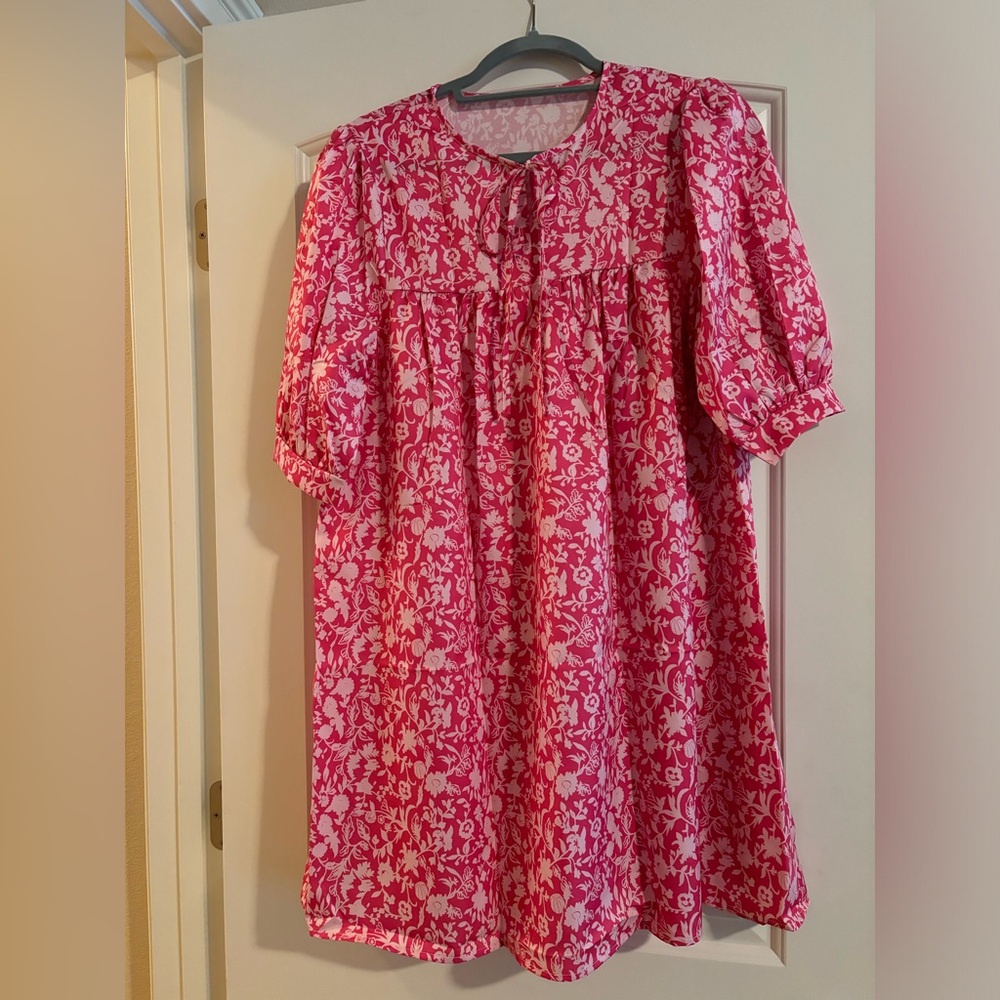 Boho sundress, pink floral, size Medium